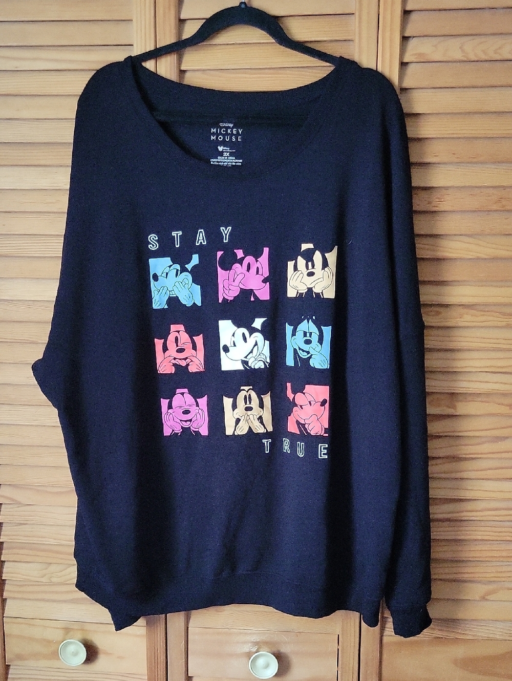 Disney Mickey Mouse Stay Kind Stay True Black Graphic Pullover Sweatshirt  2XL
